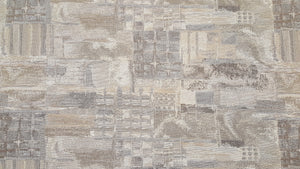 Discount Fabric JACQUARD Gold, Cream & Gray Abstract Upholstery