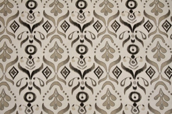 Discount Fabric DRAPERY Black, Gray & Taupe Ornamental