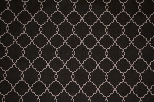 Discount Fabric DRAPERY Black & Gray Moroccan Design