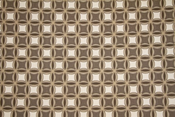 Discount Fabric DRAPERY Taupe, Gray & Oatmeal Interlocking Circle