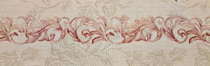 Discount Fabric POLY/COTTON - 5 1/2" Wide - Burgundy & Mauve Victorian Scroll