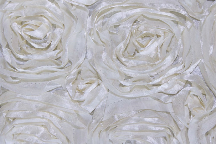 Ivory Rosette Satin Fabric