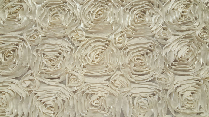 Cream Rosette Satin Fabric