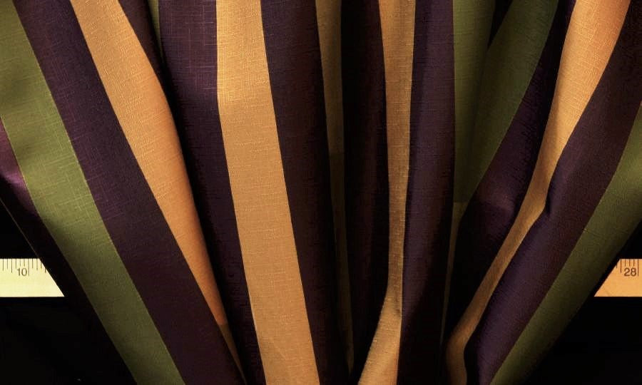 Discount Fabric DRAPERY Eggplant & Olive Stripe